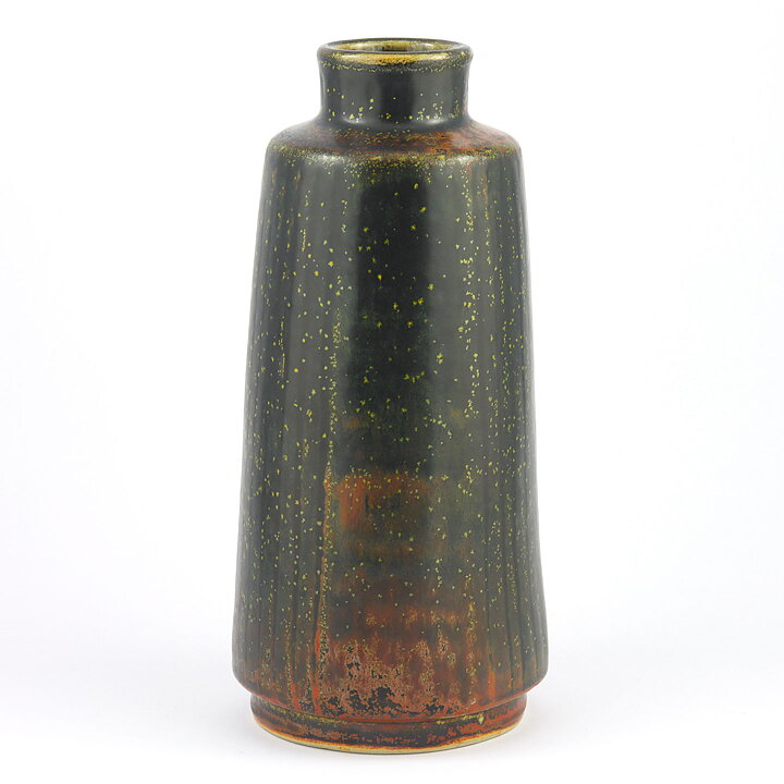 Carl-Harry Stålhane (1960s) Brown Hexagonal Studio Vase 20 cm