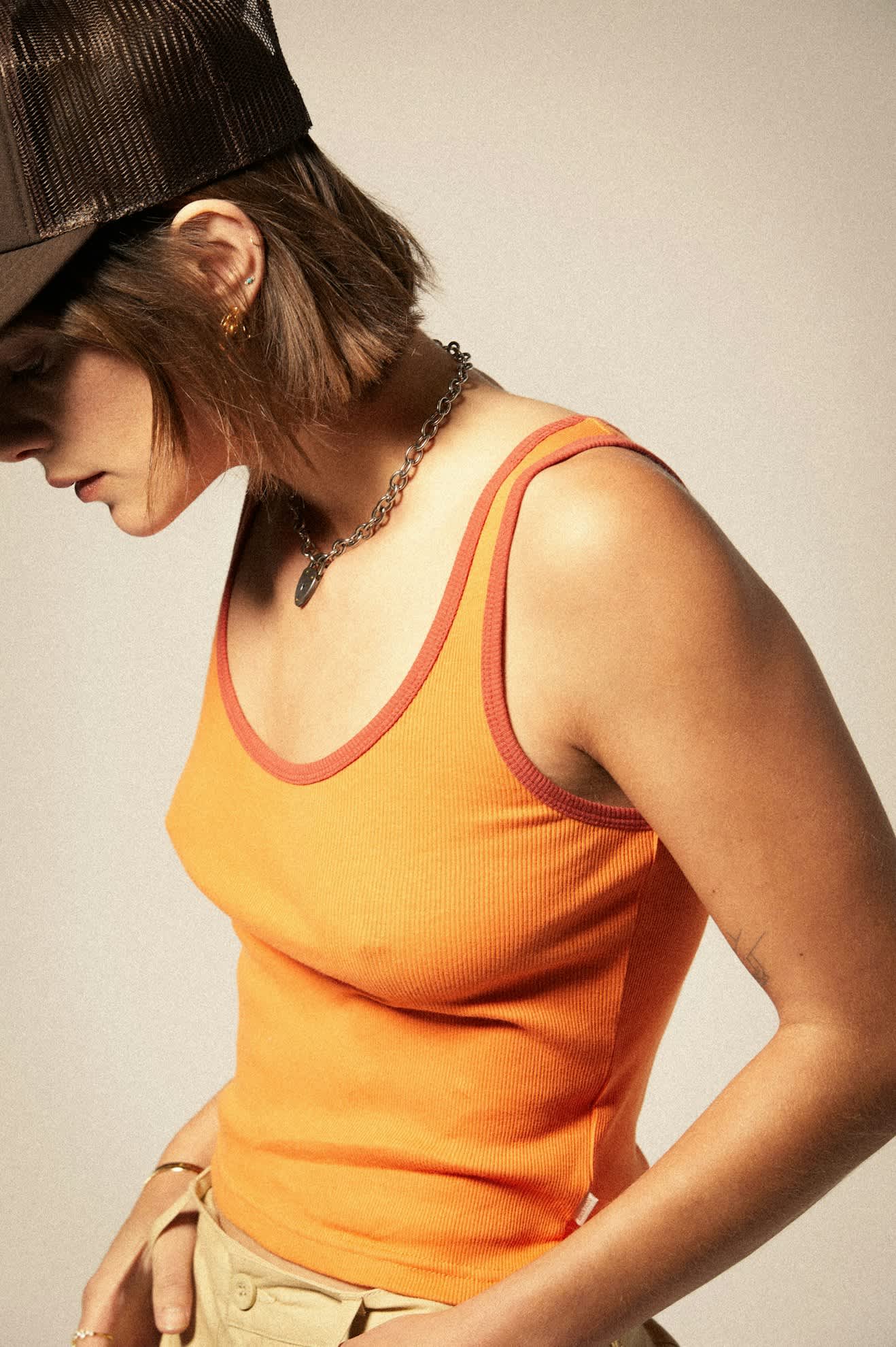Ringer tank top i 70-talsfärger orange - 3