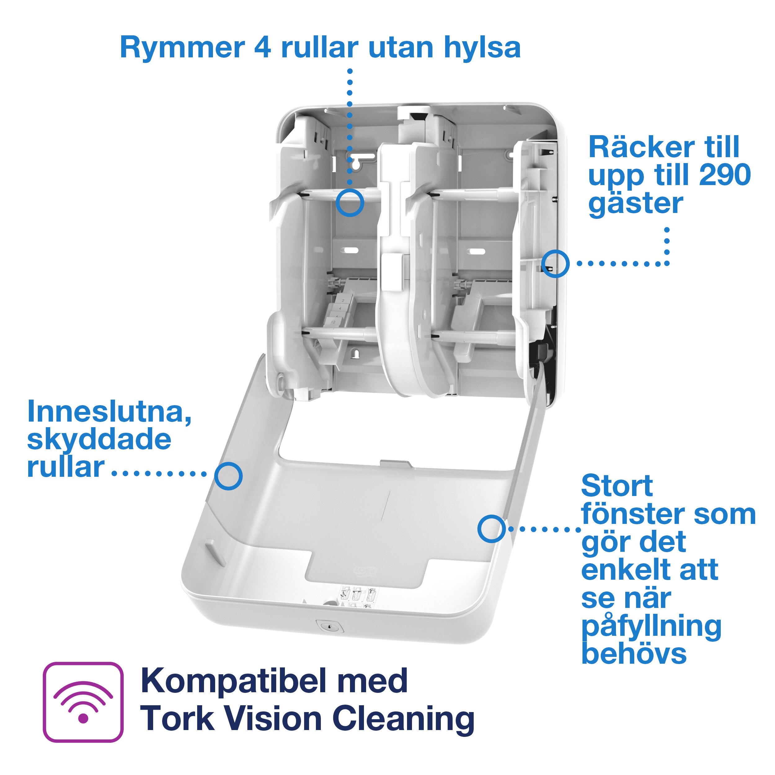 Tork OptiServe® Dispenser Coreless 4 rullar Toalettpapper - 3