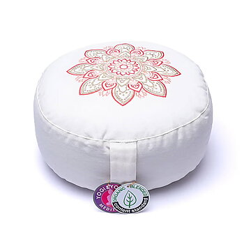 Meditationskudde vit mandala ekologisk bomull (OCS)