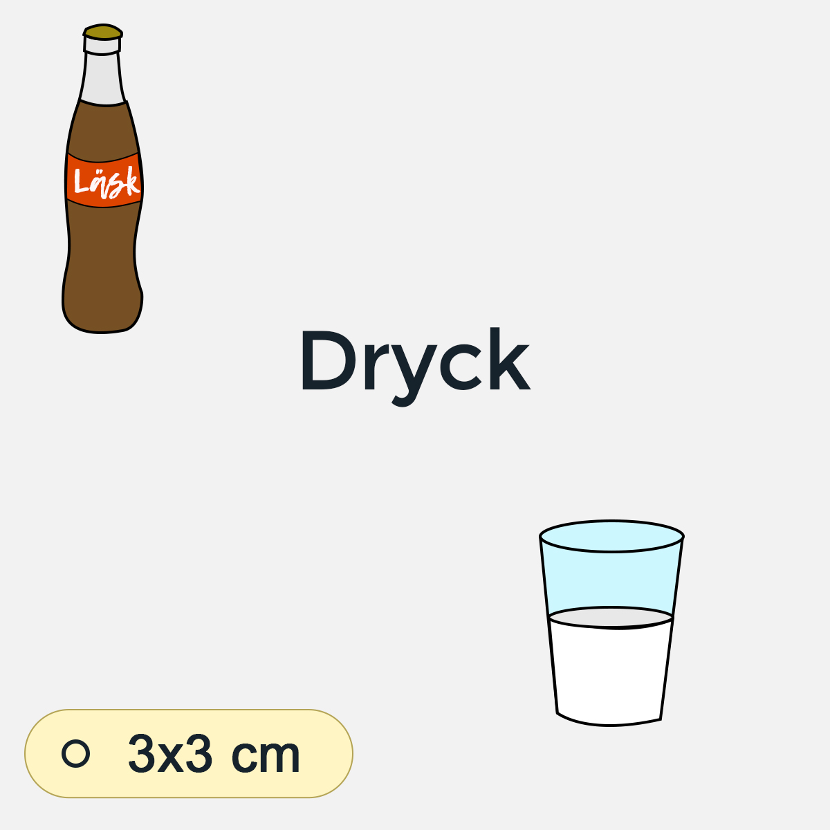 Bildstödsbilder Dryck, 3x3 cm