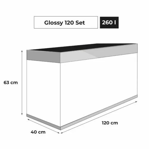 Aquael Glossy ST 120 Paket Grå LxBxH: 120x40x135 cm, 260 liter - 3