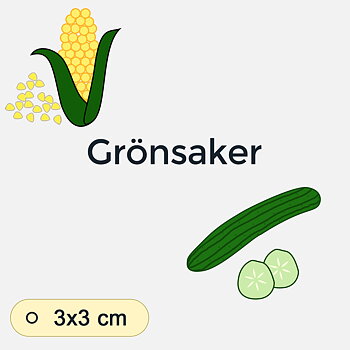 Bildstödsbilder Grönsaker, 3x3 cm