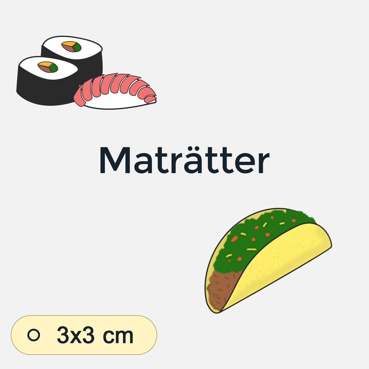 Bildstödsbilder Maträtter, 3x3 cm
