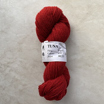Tuna Röd 3024, Klippan 2-trådigt ullgarn 310m /100g