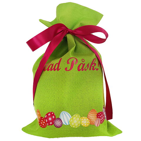 Gift Bag ¨ Happy Easter ¨ green with pink ribbon
