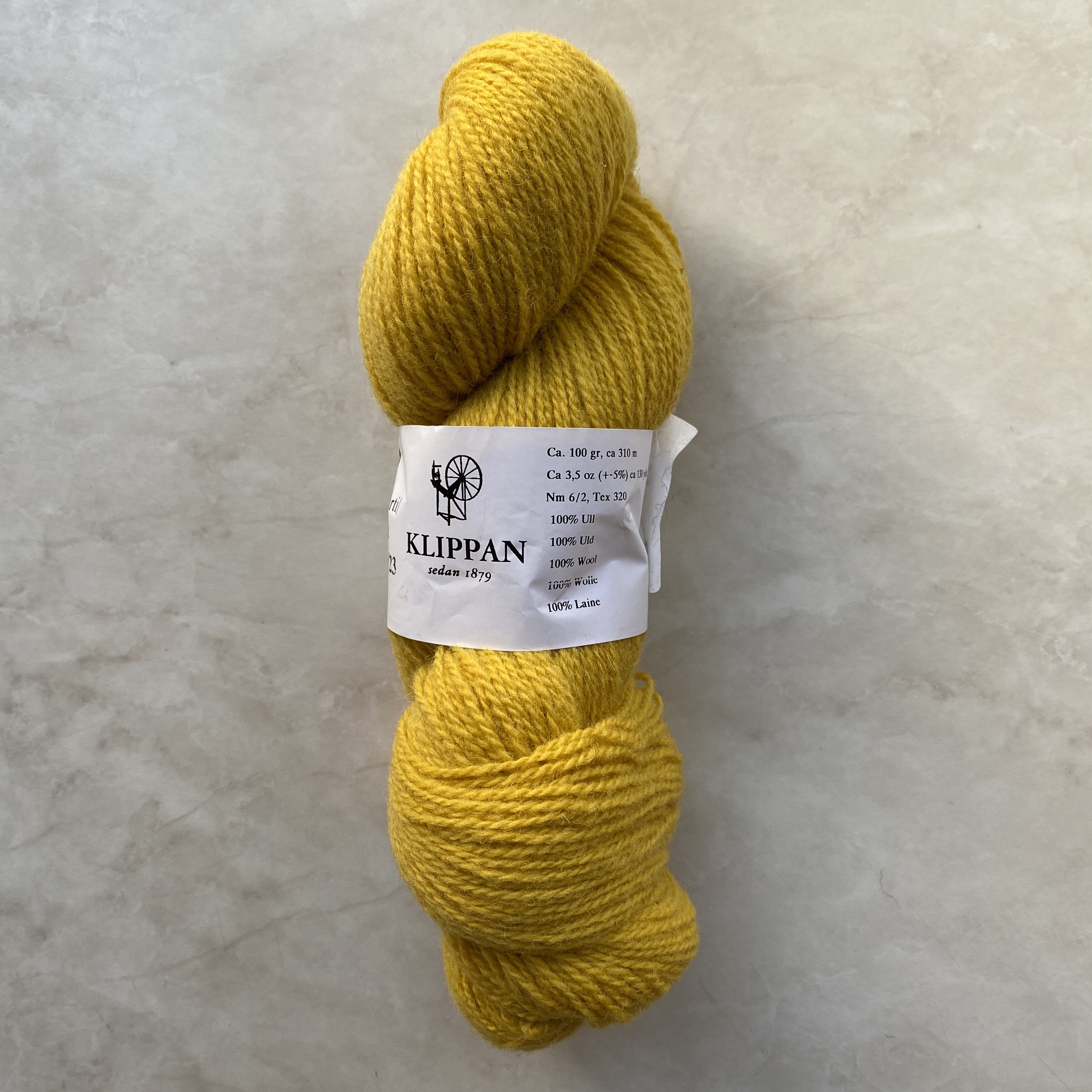 Tuna Gul 3764, Klippan 2-trådigt ullgarn 310m /100g - 2
