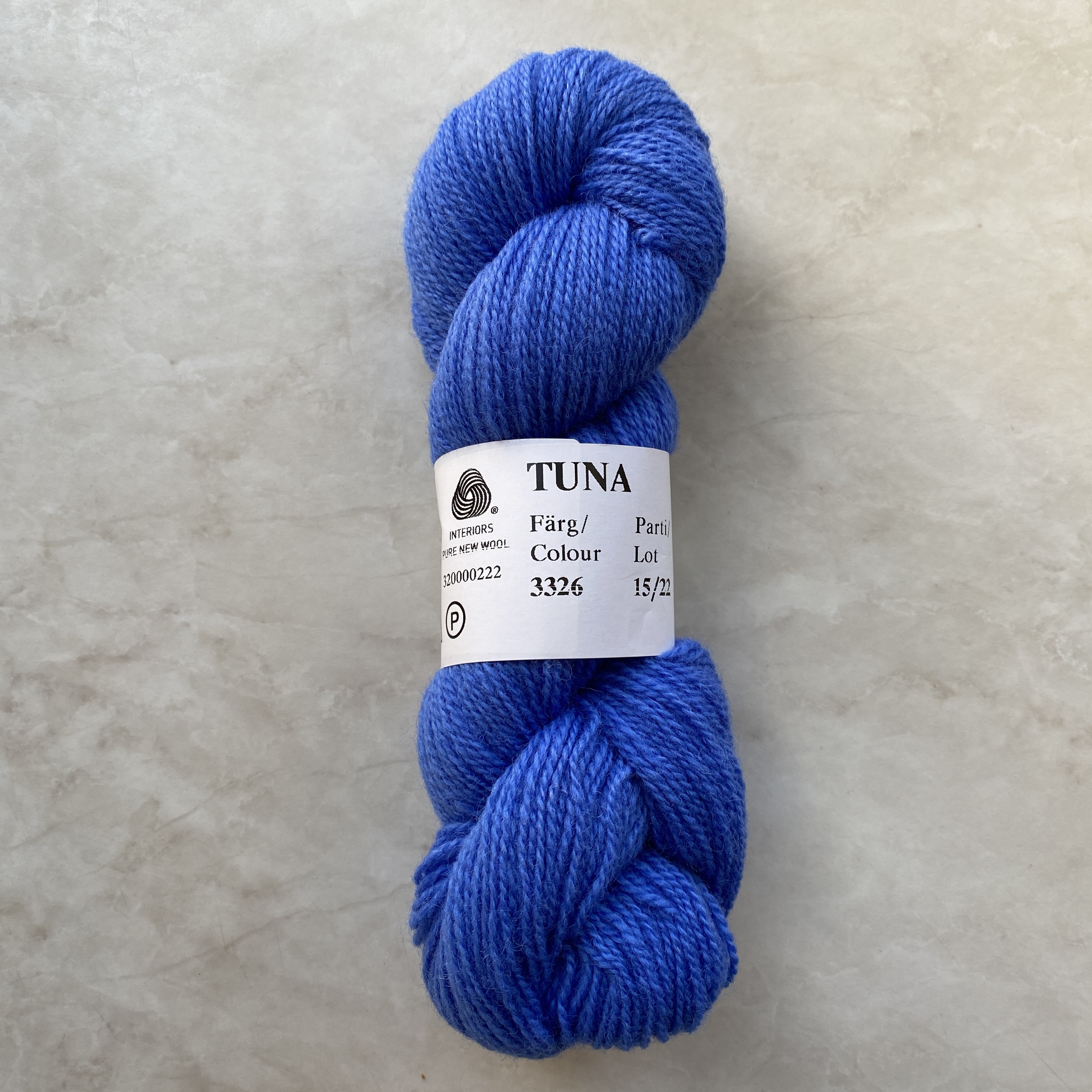 Tuna Blå 3326, Klippan 2-trådigt ullgarn 310m /100g