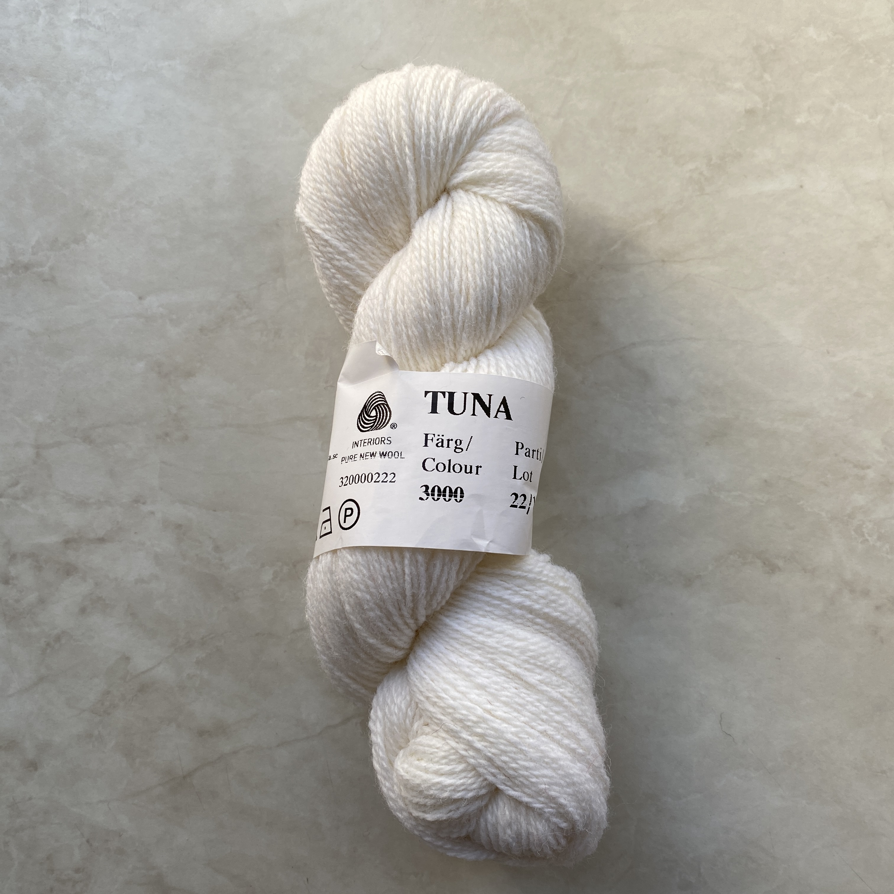 Tuna Vit 3000, Klippan 2-trådigt ullgarn 310m /100g
