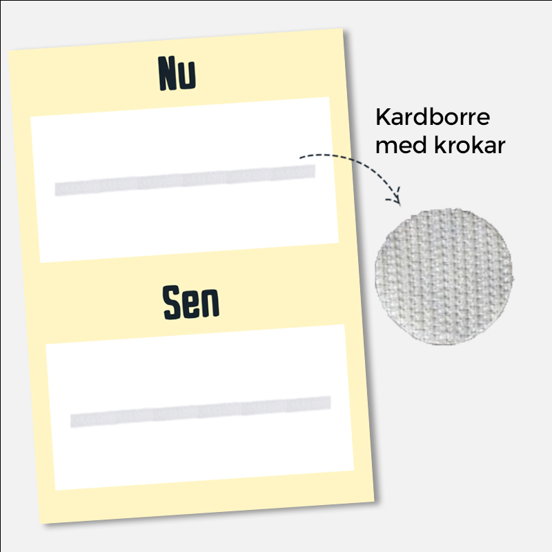 Nu och sen-tavla med kardborre