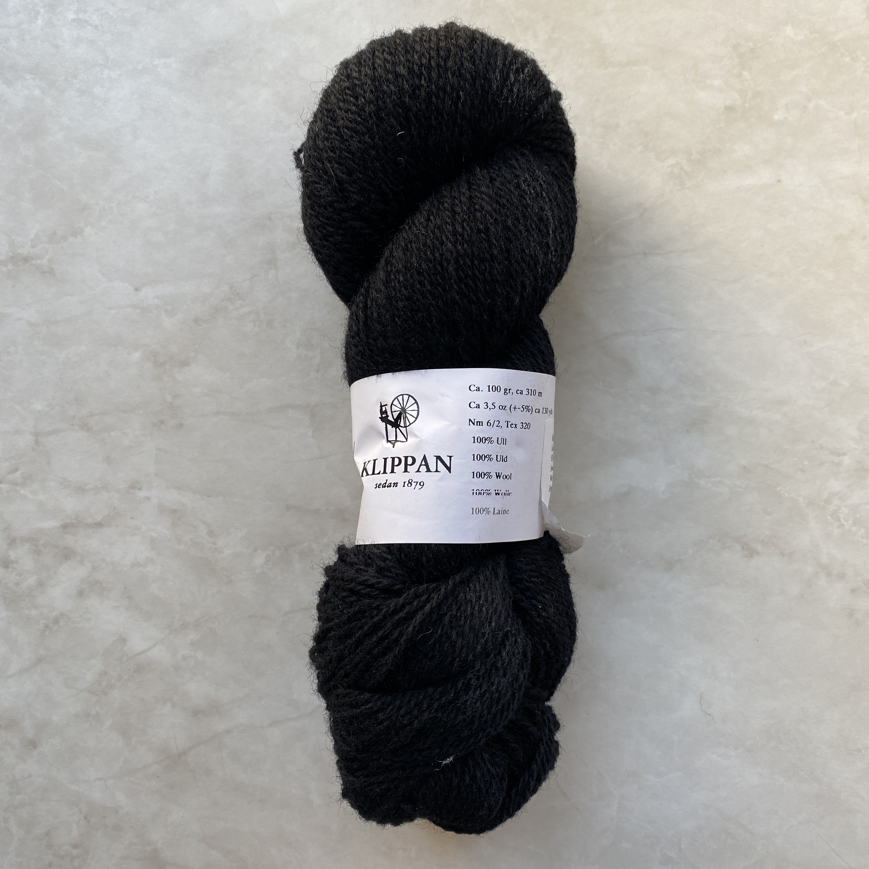 Tuna Svart 3099, Klippan 2-trådigt ullgarn 310m /100g - 2