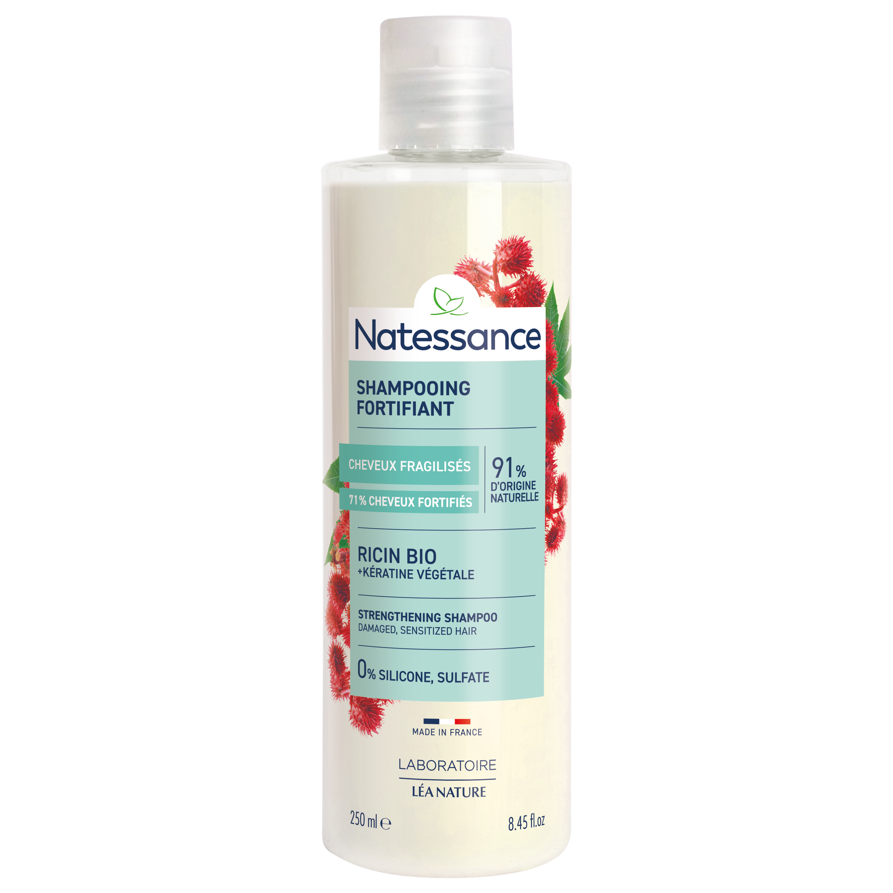 Natessance Strengthening  Shampoo - Castor Oil & Plant Keratin, 250 ml