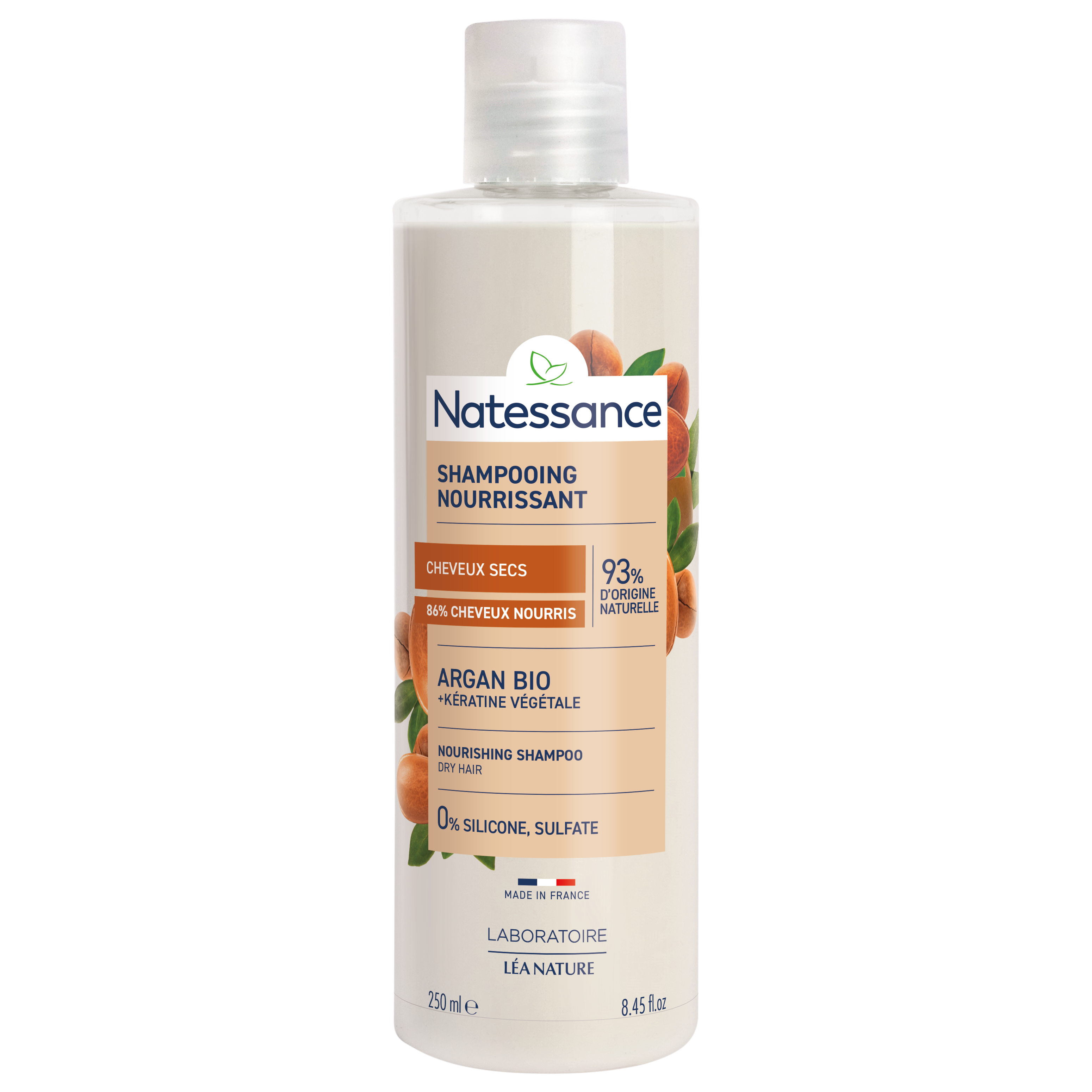 Natessance Nourishing Shampoo  - Argan & Plant Keratin, 250 ml