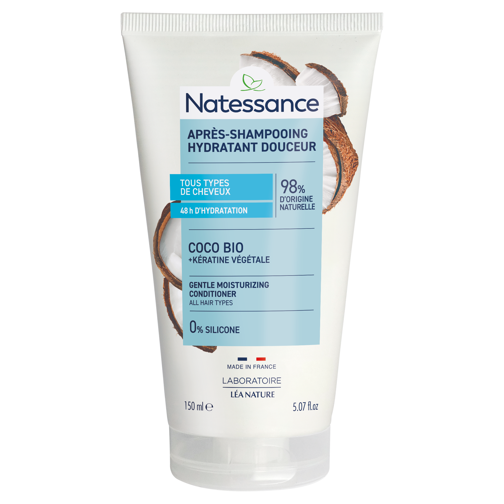 Natessance Gentle Moisturizing Conditioner - Coconut  & Plant Keratin, 150 ml