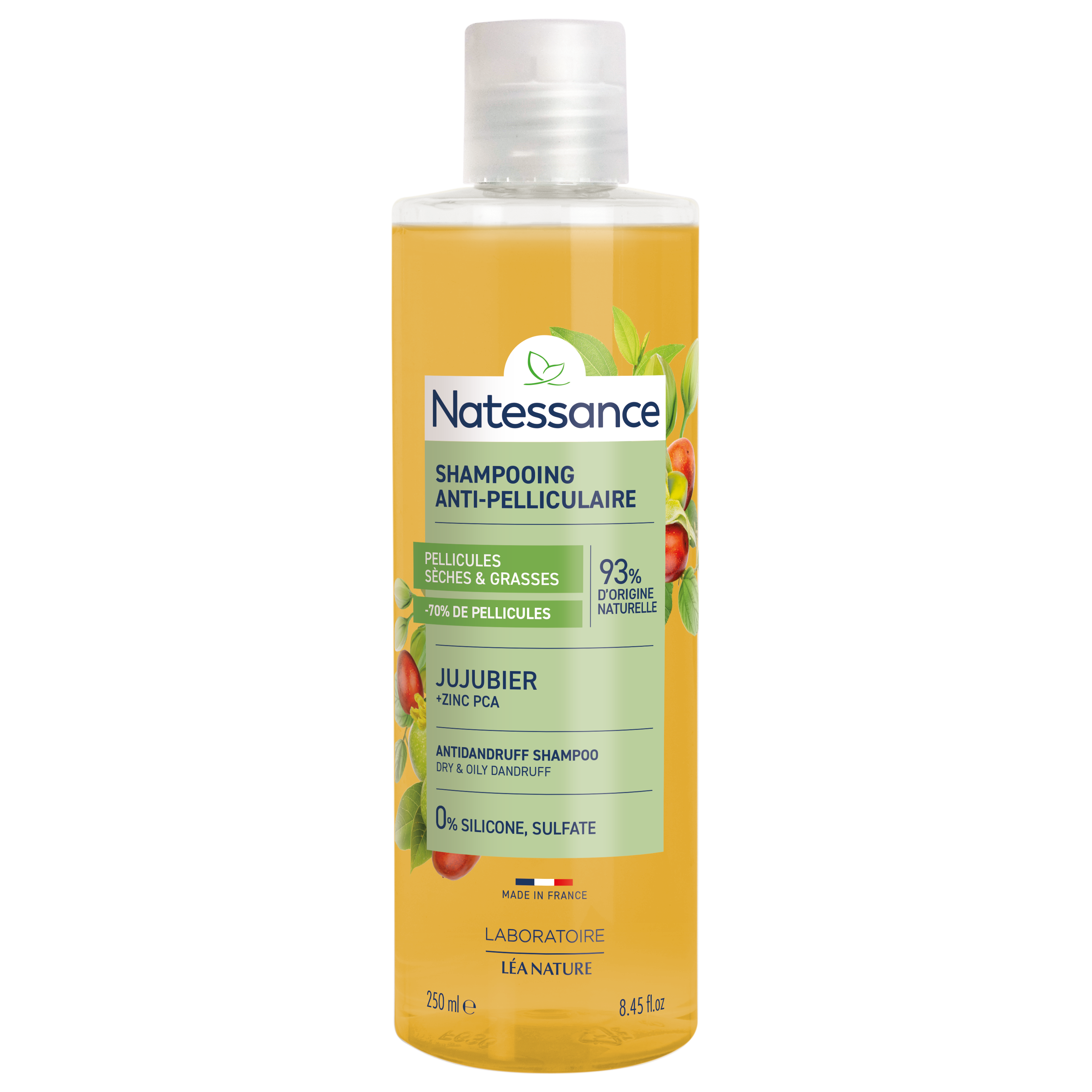 Natessance Anti-dandruff Shampoo - Jujube Bark Extract & PCA Zinc, 250 ml