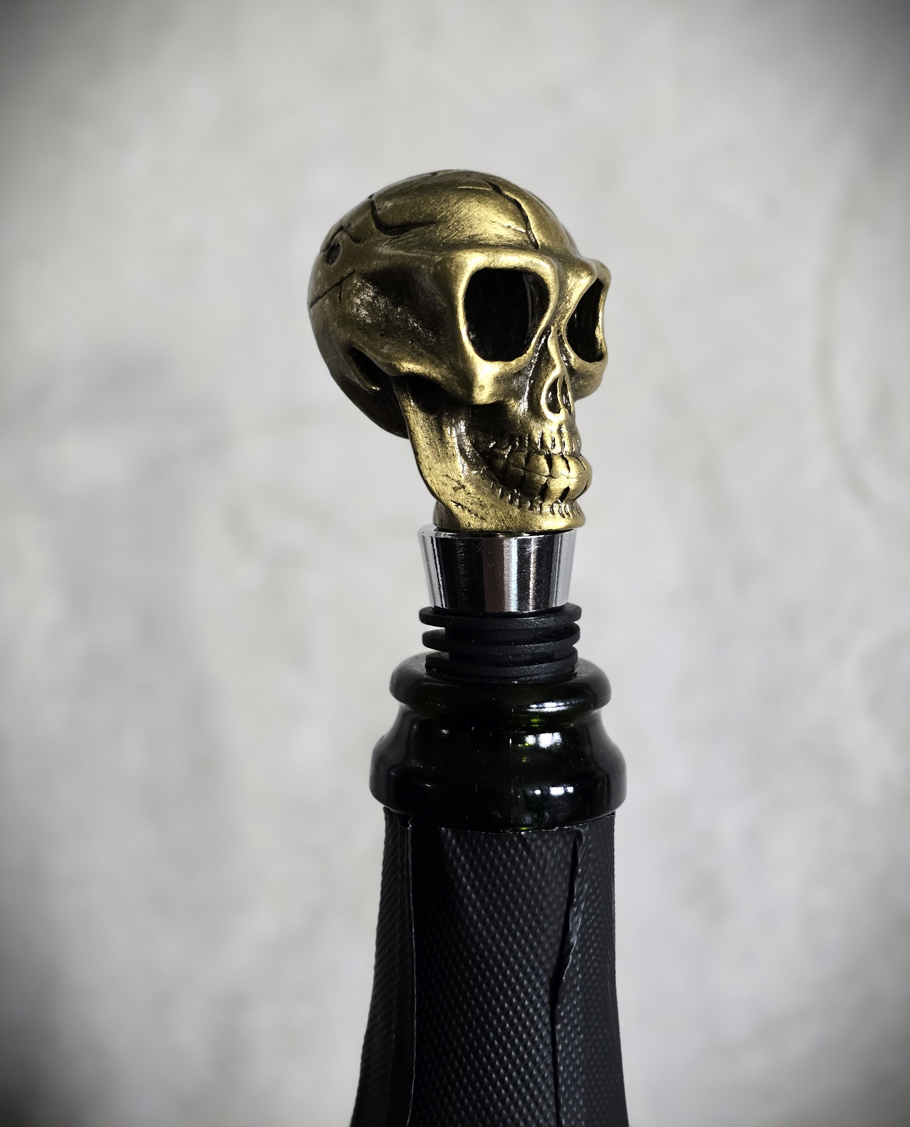 Bottle Stopper - Brass Skull