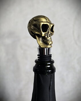 Bottle Stopper - Brass Skull