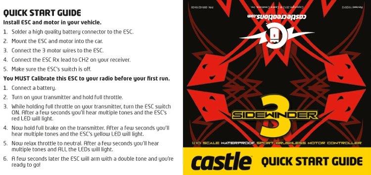 Castle SIDEWINDER 3 ESC12V 1/10 med 1406-7700KV Sensormotor - 3