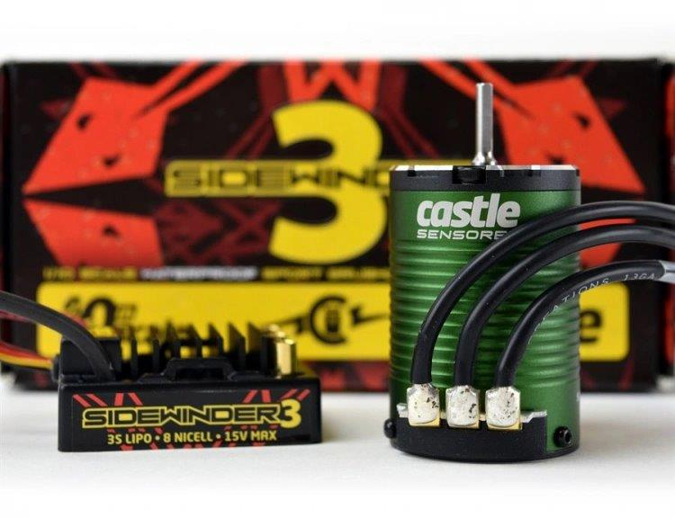 Castle SIDEWINDER 3 ESC12V 1/10 med 1406-7700KV Sensormotor - 2