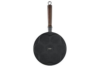 Pannkakspanna gjutjärn trähandtag