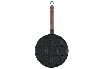 Pannkakspanna gjutjärn trähandtag