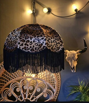 Taklampa Retro 50 - Leopard/Svart frans