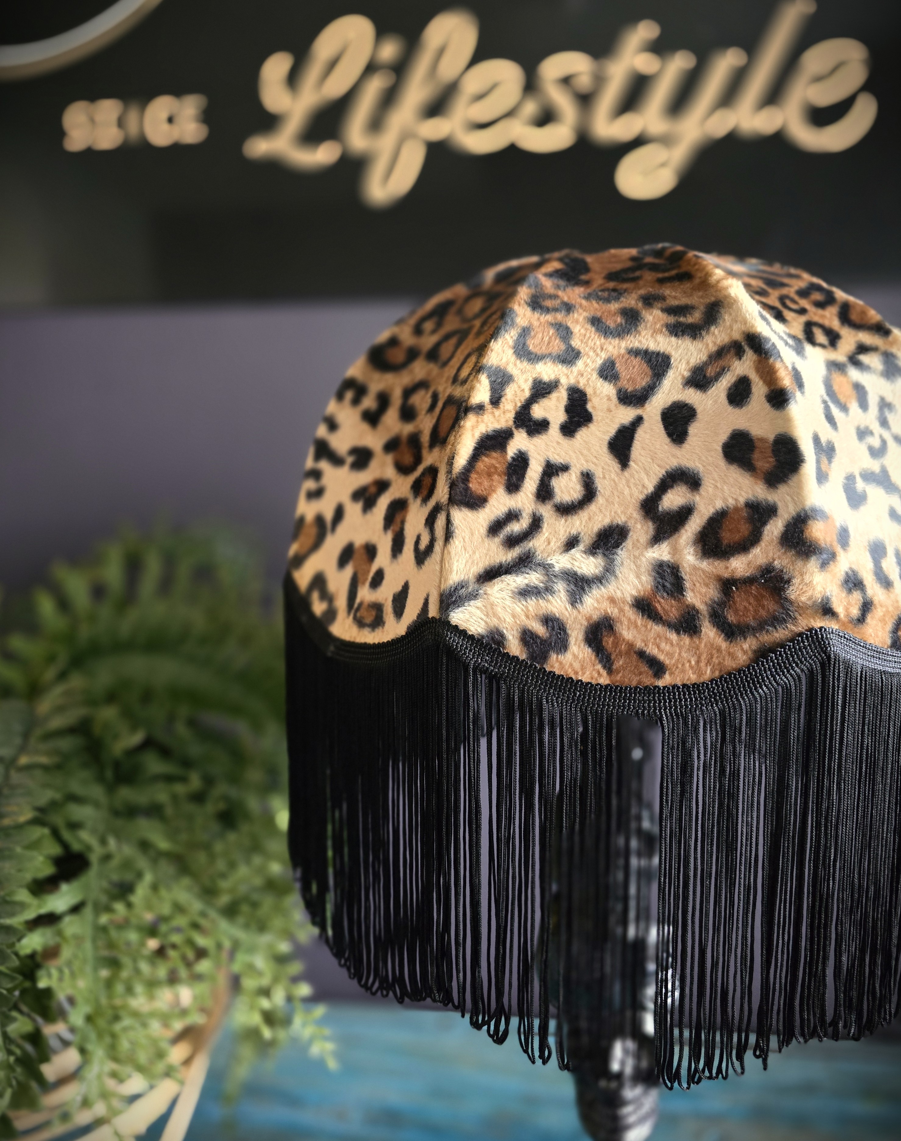 Lampskärm Frans Retro 35 - Leopard/Svart Lång Frans - 3