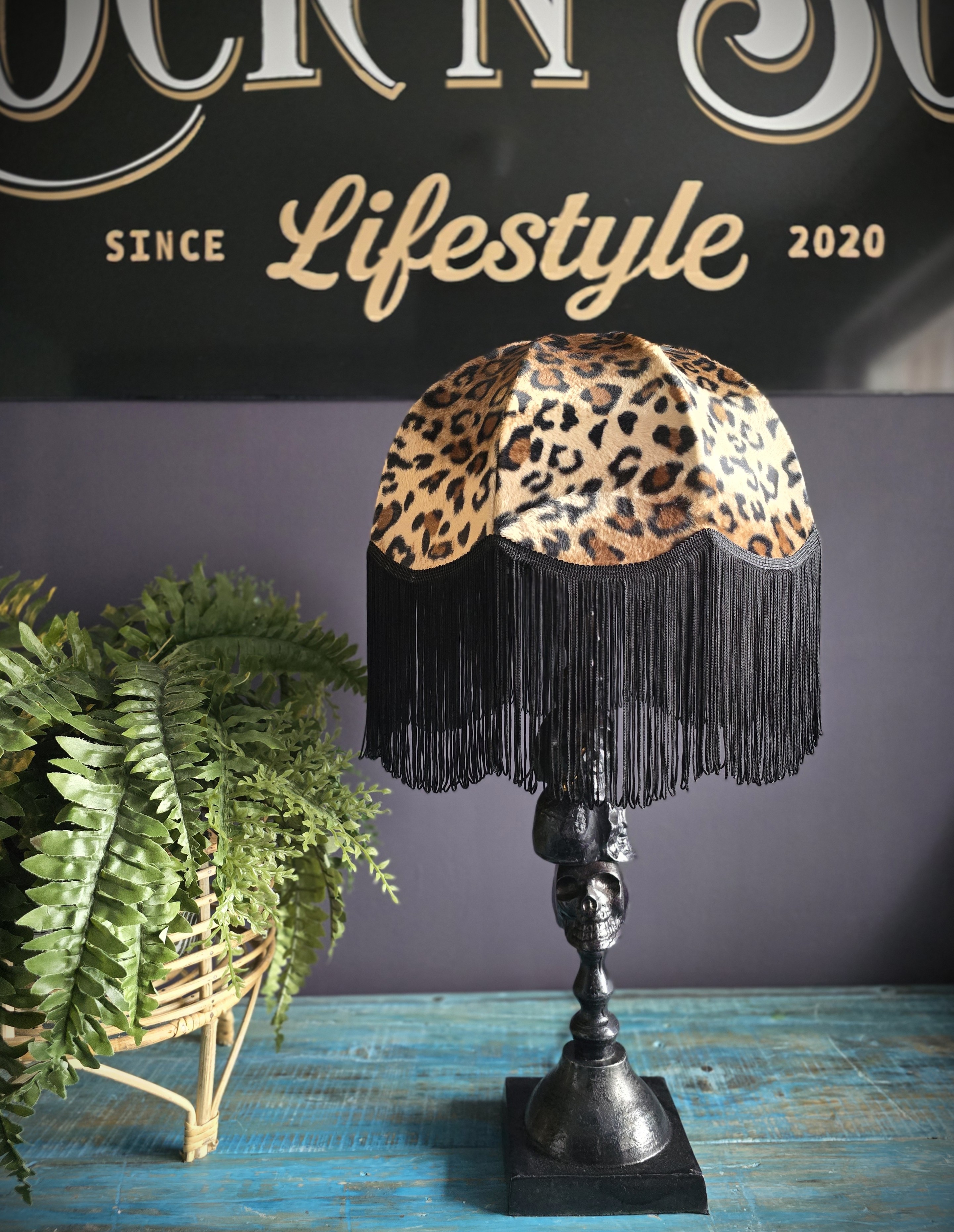 Lampskärm Frans Retro 35 - Leopard/Svart Lång Frans - 2