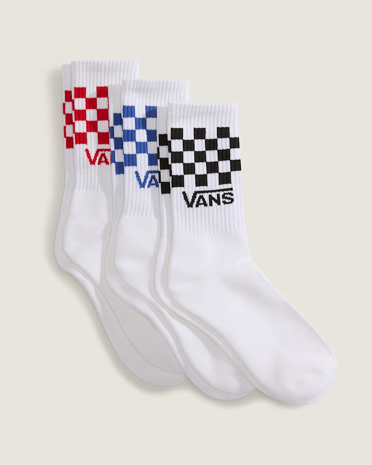 Vans Classic Check Crew Strumpor 3-Pack White