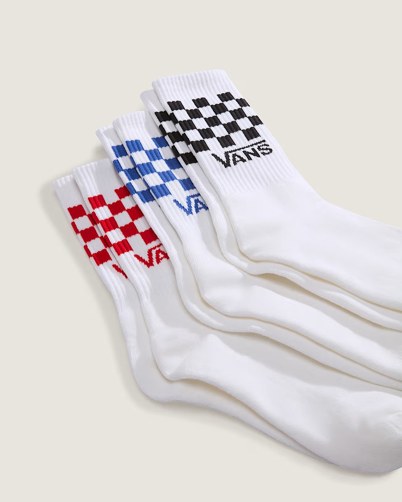 Vans Classic Check Crew Strumpor 3-Pack White - 3