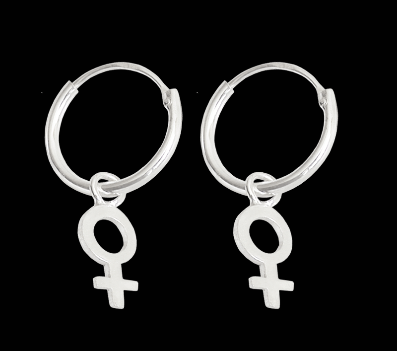 Öronringar med kvinnosymbol i Äkta silver.