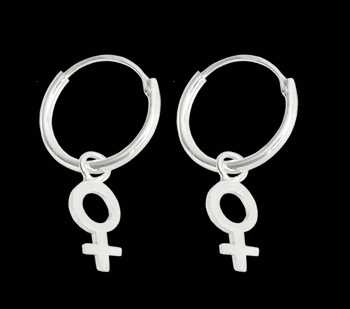 Öronringar med kvinnosymbol i Äkta silver.