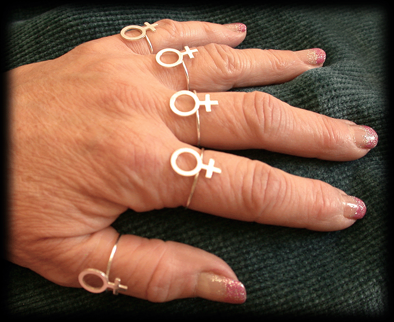 Kvinnosymbol ring i Äkta silver. - 4