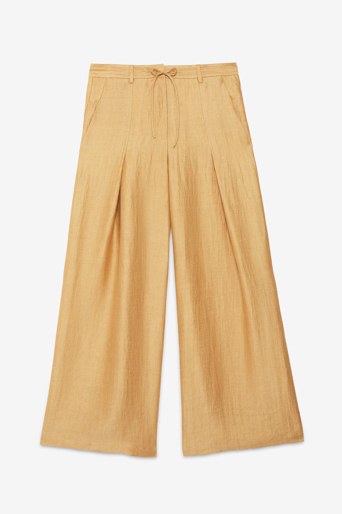 OttodÁme -  Satin Linen Palazzo Trousers Sabbia - 7