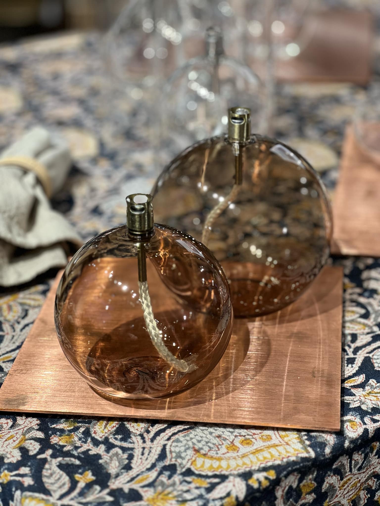 Oljelampa Rund Champagne Mässing L - 3