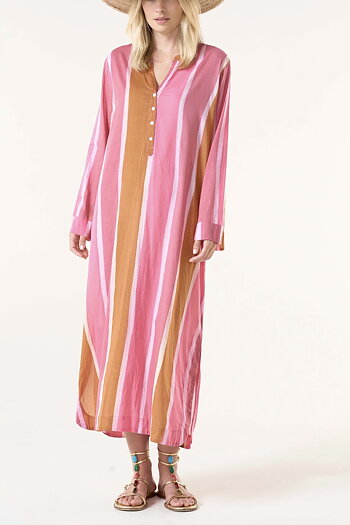 One Season - Bazaar Stripe Moroccan Stripe Pink Cotton Pink
