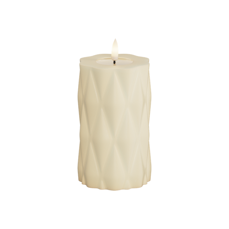 Deluxe Homeart - Blockljus Harlequin - Creme- 7,5x12,5 cm - 2