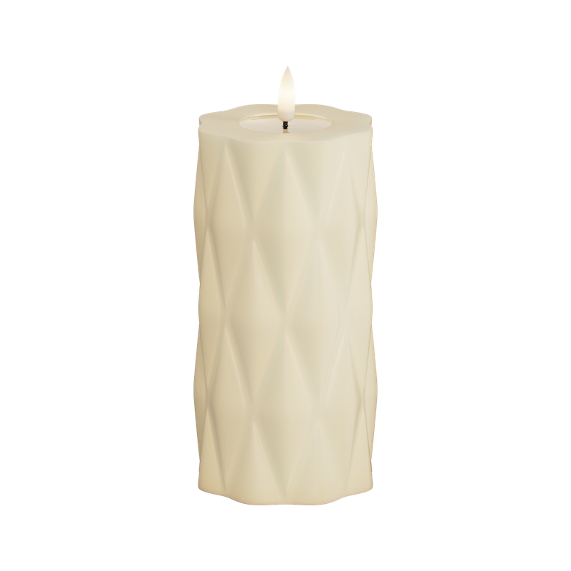 Deluxe Homeart - Blockljus Harlequin - Creme - 7,5x15 cm - 2