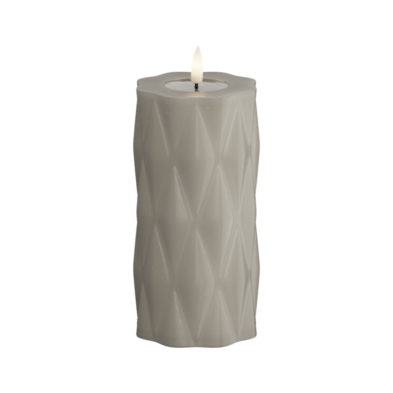 Deluxe Homeart - Blockljus Harlequin - Sand - 7,5x15 cm - 3