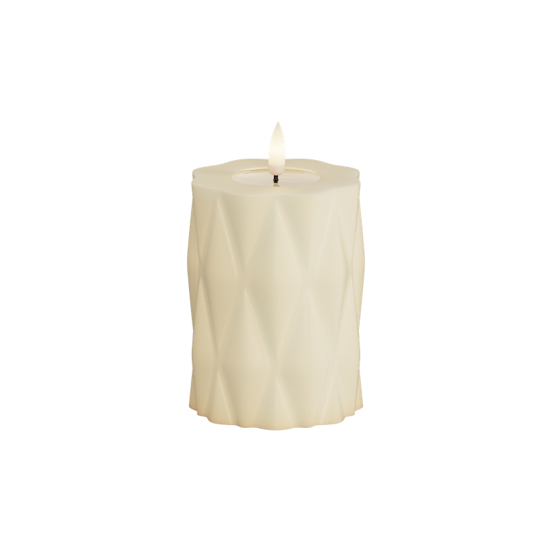 Deluxe Homeart - Block Candle Harlequin - Cream - 7.5x10 cm - 2