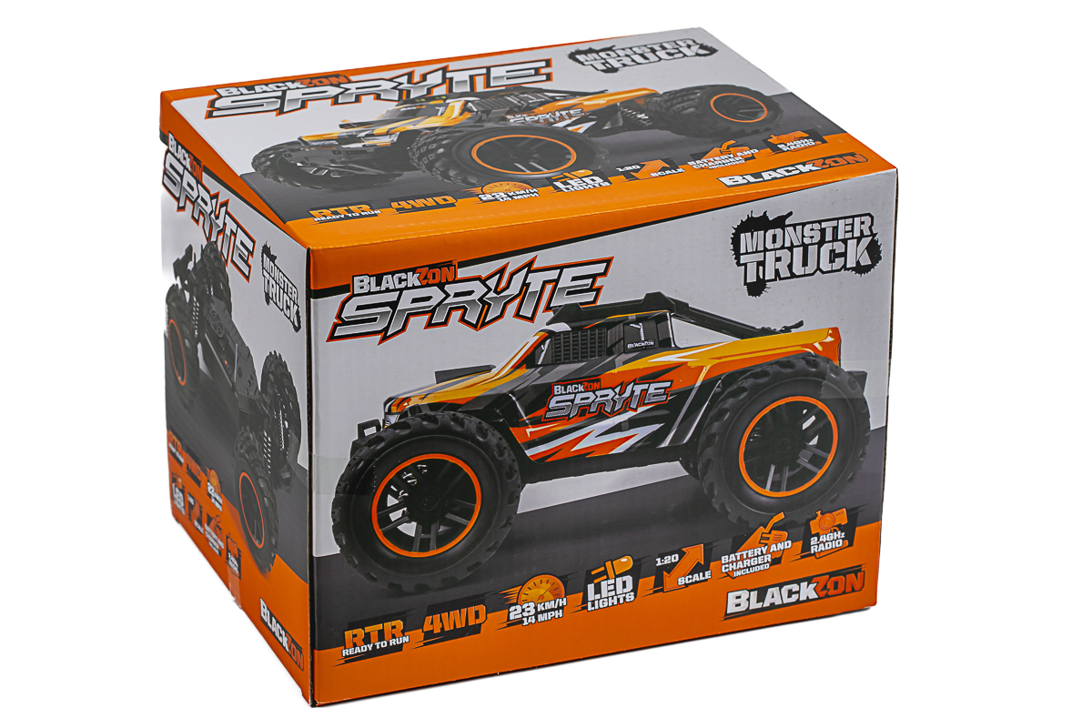 BLACKZON Spryte MT 1/20 4WD Electric Monster Truck - Orange - 2