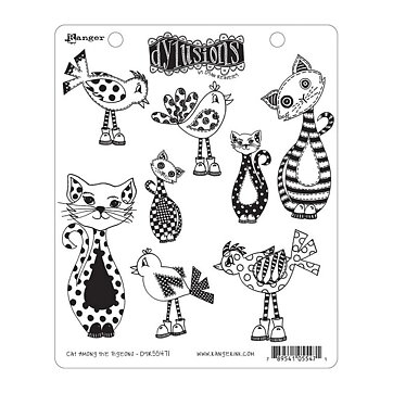 Ranger Dyan Reaveley's Dylusions Cling Stamps - Cat Among The Pigeons