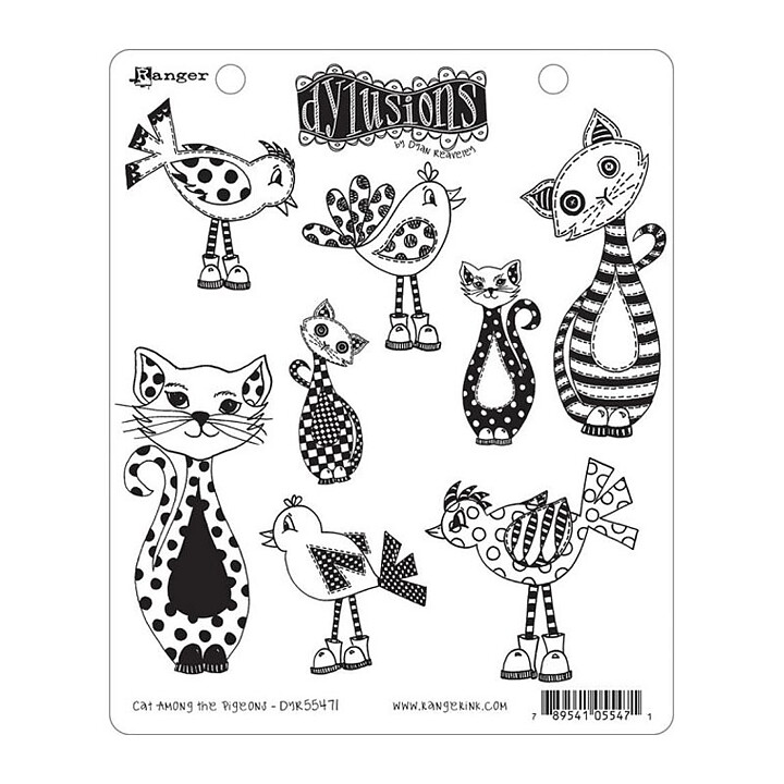 Ranger Dyan Reaveley's Dylusions Cling Stamps - Cat Among The Pigeons