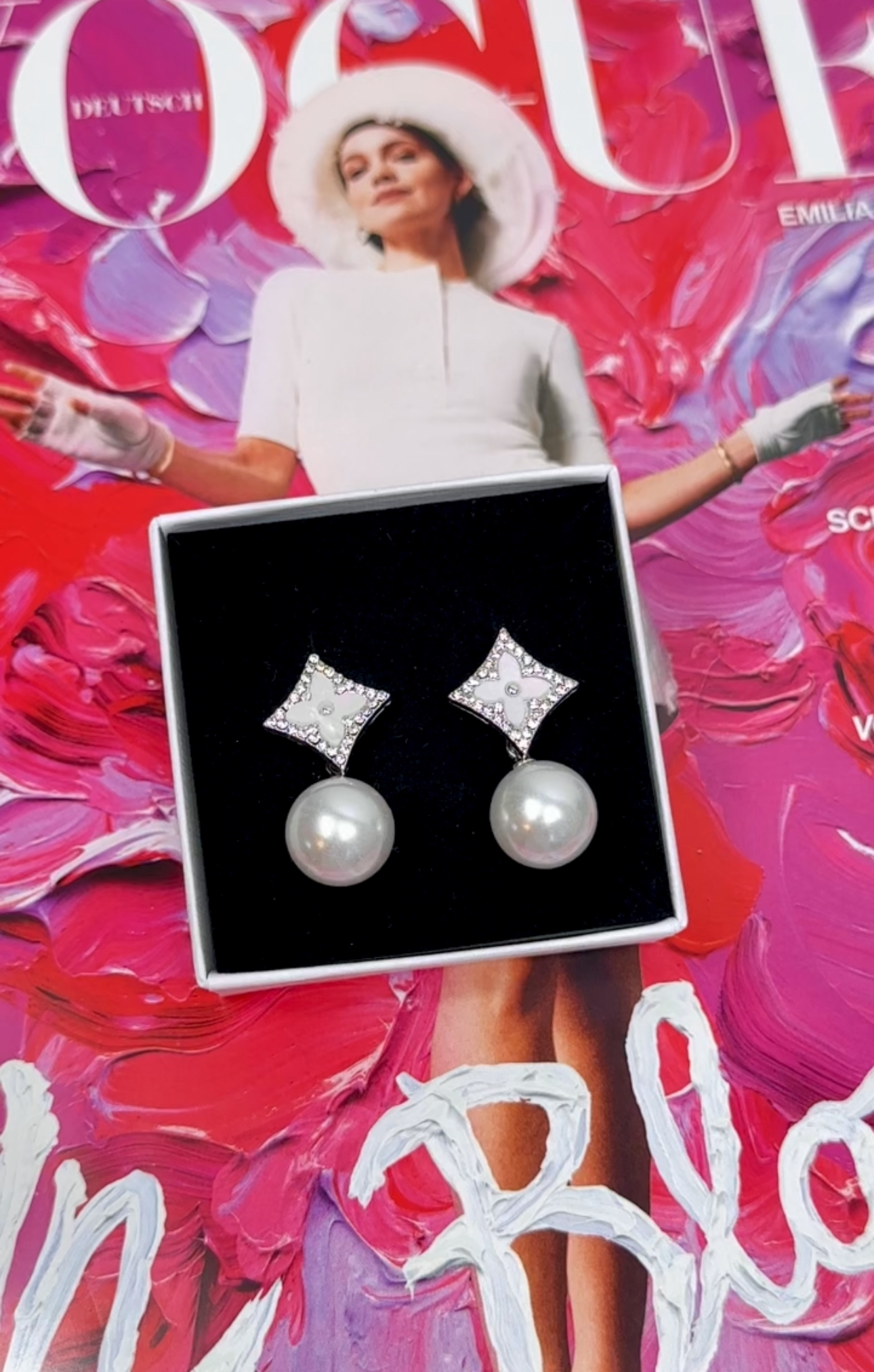 Earrings  Designer Pearl White Silver