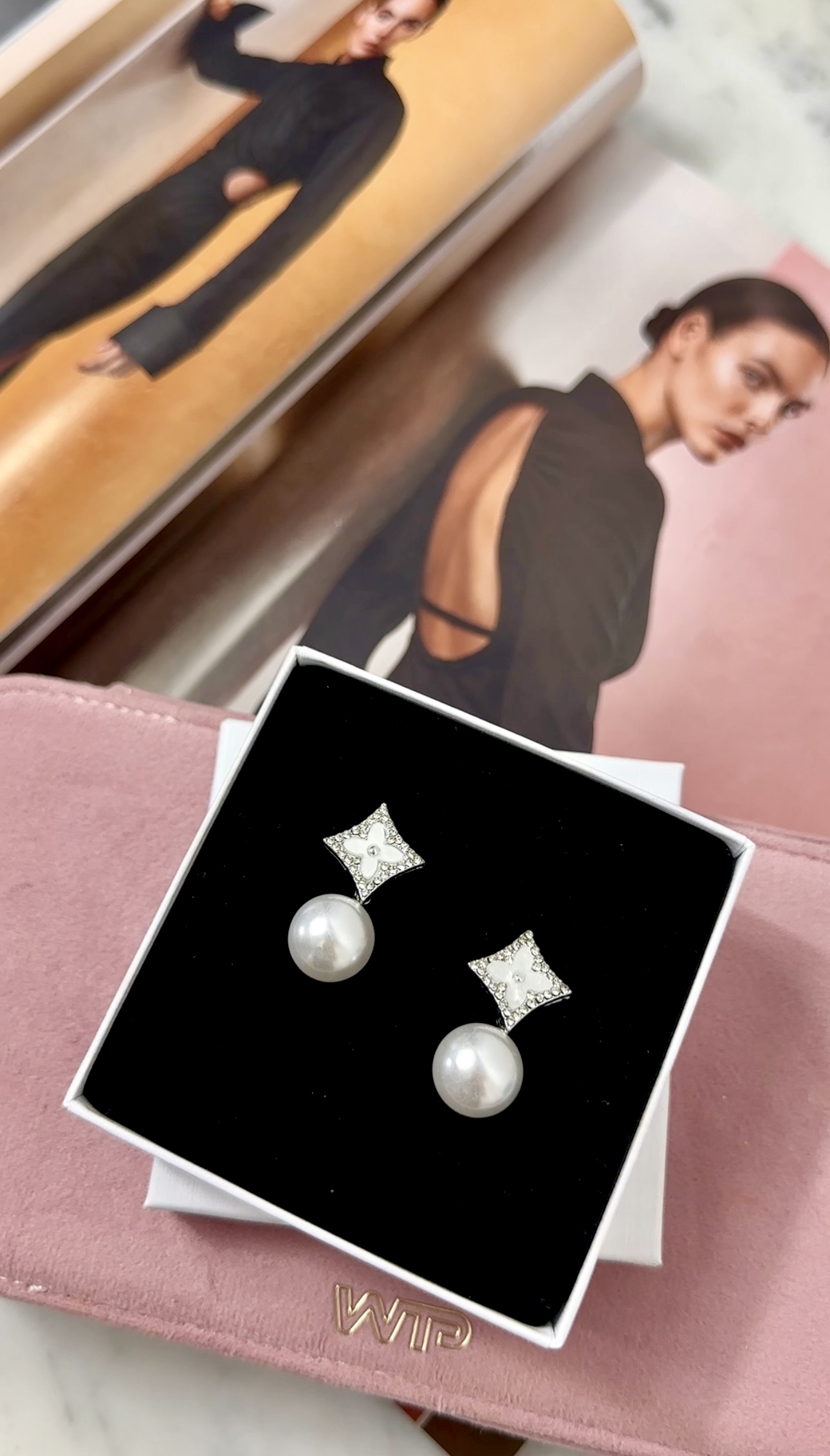 Earrings  Designer Pearl White Silver - 2