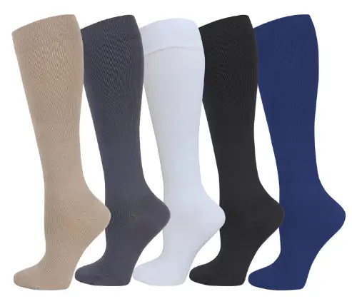 Kniehoge steunkousen 5-pack in verschillende kleuren