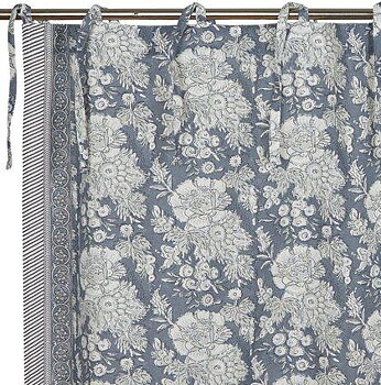 Curtain lengths Provence blue tie-back curtain lengths shabby chic country style Farm romance
