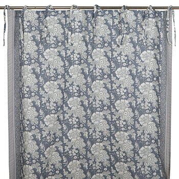Curtain lengths Provence blue tie-back curtain lengths shabby chic country style Farm romance