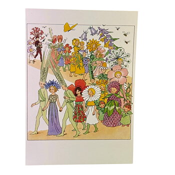 Elsa Beskow Vykort - Blomsterfesten i täppan