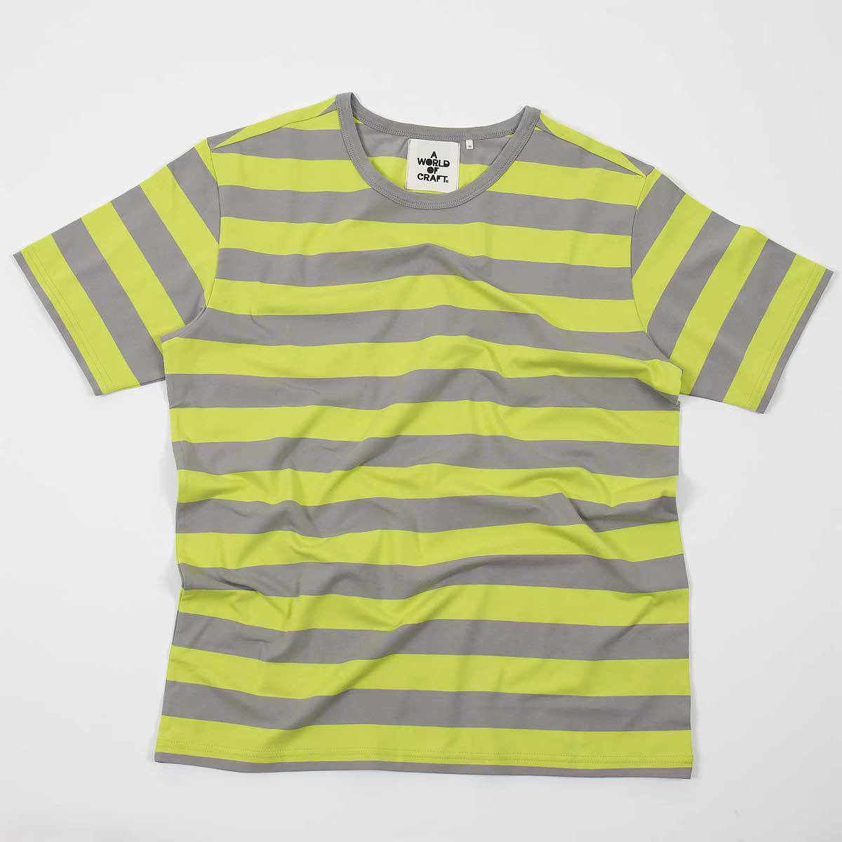 T-shirt med kort ärm dam limegul/grå, A World of Craft - 2